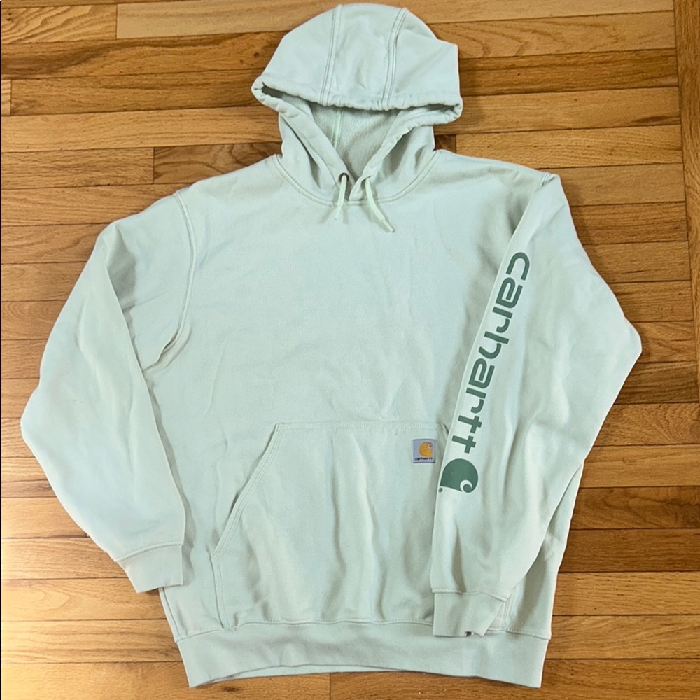 Loose Fit Green Carhartt Sweatshirt Hoodie Size Large